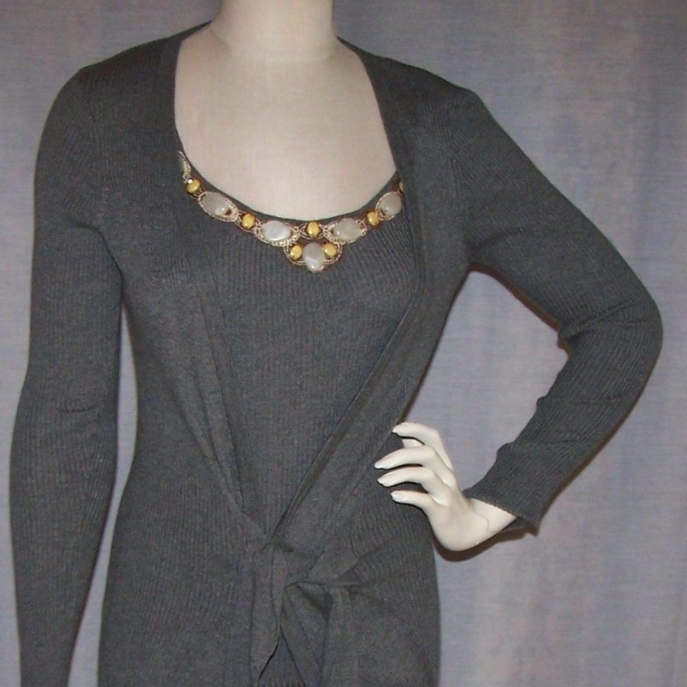 Cache Gray Sweater Set XS